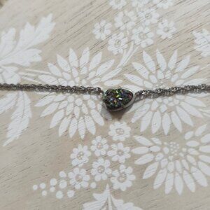 Kendra Scott Iridescent Drusy Black Silver Pendant Necklace